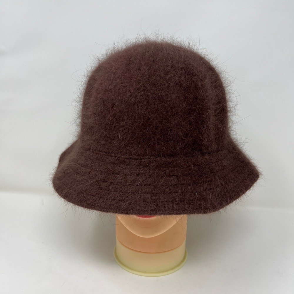 Vintage David & Young Angora Blend Fuzzy Bucket Hat Brown Cloche Winter Cap